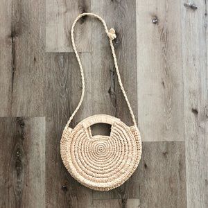 Lucky Brand Woven Raffia Straw Circle Crossbody Bag